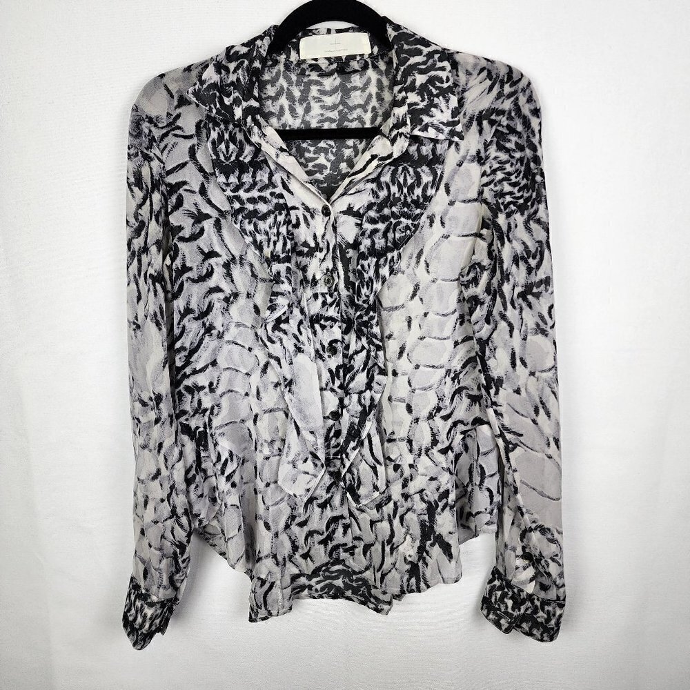 Thakoon Snake Skin Ruffle Button Up Blouse 4‎